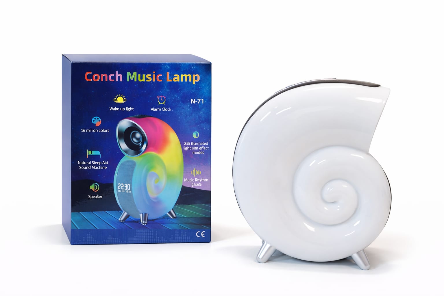 Conch LED Lampe – RGB Nachtlicht mit Bluetooth & Wecker